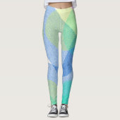 Pastel Bleek Turquoise Abstracte kunstwolken Leggings (Voorkant)