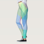 Pastel Bleek Turquoise Abstracte kunstwolken Leggings (Links)