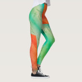 Pastel Bleek Turquoise Coral Abstract Art Leggings (Rechts)