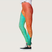 Pastel Bleek Turquoise Coral Abstract Art Leggings (Links)