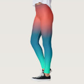 Pastel Bleek Turquoise Coral Abstract Art Leggings (Links)
