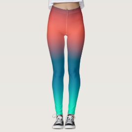 Pastel Bleek Turquoise Coral Abstract Art Leggings