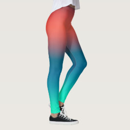 Pastel Bleek Turquoise Coral Abstract Art Leggings