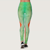 Pastel Bleek Turquoise Coral Abstract Art Leggings (Achterkant)