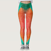 Pastel Bleek Turquoise Coral Abstract Art Leggings (Voorkant)