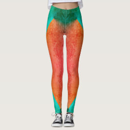 Pastel Bleek Turquoise Coral Abstract Art Leggings