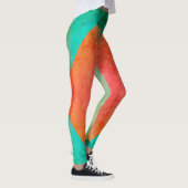 Pastel Bleek Turquoise Coral Abstract Art Leggings (Rechts)