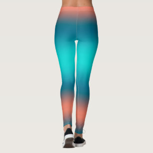 Pastel Bleek Turquoise Coral Abstract Art Leggings