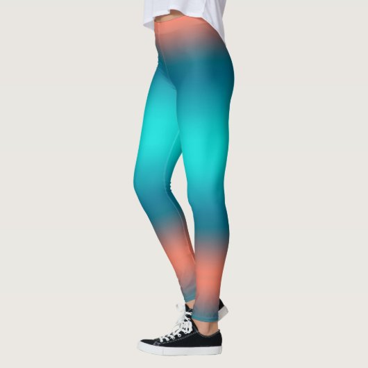 Pastel Bleek Turquoise Coral Abstract Art Leggings (Links)