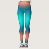 Pastel Bleek Turquoise Coral Abstract Art Leggings (Voorkant)