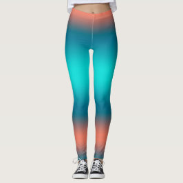 Pastel Bleek Turquoise Coral Abstract Art Leggings