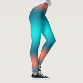 Pastel Bleek Turquoise Coral Abstract Art Leggings (Rechts)