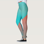 Pastel Bleek Turquoise Coral Abstract Art Leggings (Links)