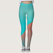Pastel Bleek Turquoise Coral Abstract Art Leggings (Voorkant)