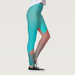 Pastel Bleek Turquoise Coral Abstract Art Leggings