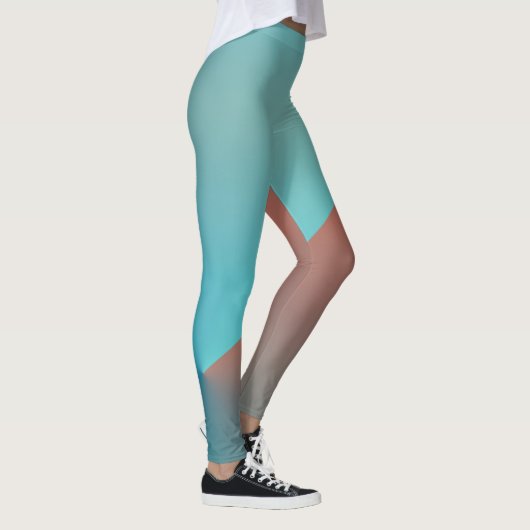 Pastel Bleek Turquoise Coral Abstract Art Leggings (Rechts)