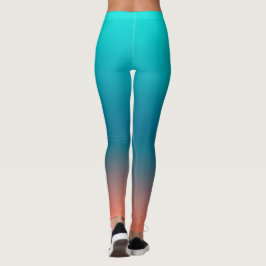 Pastel Bleek Turquoise Coral Abstracte Art Legging