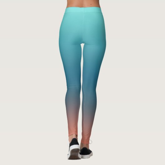 Pastel Bleek Turquoise Coral Abstracte Art Legging (Achterkant)