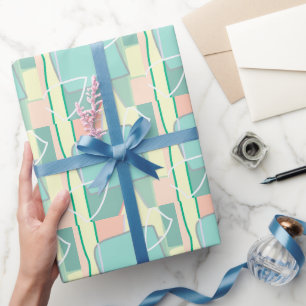 Pastel Bleek Turquoise Pink Abstracte Art Cadeaupapier