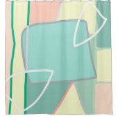 Pastel Bleek Turquoise Pink Abstracte Art Douchegordijn (Voorkant)