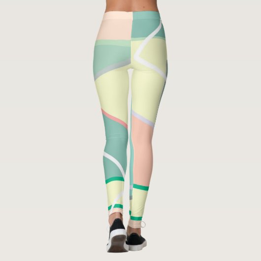 Pastel Bleek Turquoise Pink Abstracte Art Leggings (Achterkant)