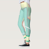 Pastel Bleek Turquoise Pink Abstracte Art Leggings (Links)