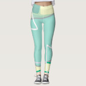 Pastel Bleek Turquoise Pink Abstracte Art Leggings (Voorkant)