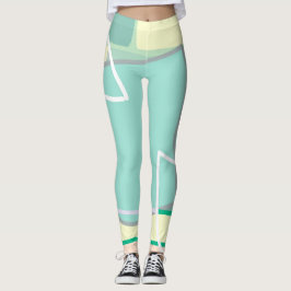 Pastel Bleek Turquoise Pink Abstracte Art Leggings