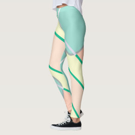 Pastel Bleek Turquoise Pink Abstracte Art Leggings