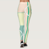 Pastel Bleek Turquoise Pink Abstracte Art Lines Leggings (Achterkant)