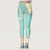 Pastel Bleek Turquoise Pink Abstracte Art Lines Leggings (Voorkant)