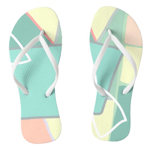 Pastel Bleek Turquoise Pink Abstracte Art Teenslippers (Voetbed)