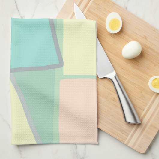 Pastel Bleek Turquoise Roze Abstracte Kunst Theedoek (Quarter Fold)