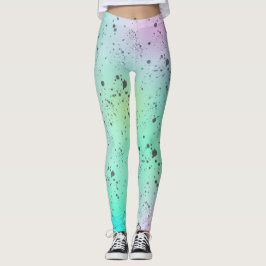Pastel Bleek Turquoise Roze Abstracte kunstgrijze  Leggings