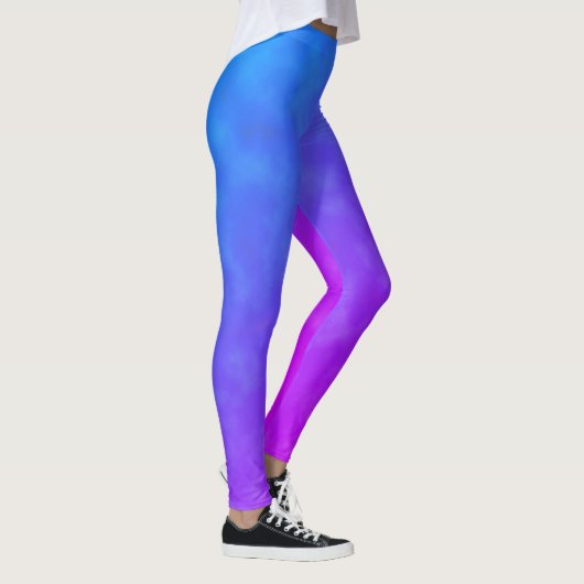 Pastel Bleke Paarse Abstracte kunstwolken Leggings (Rechts)