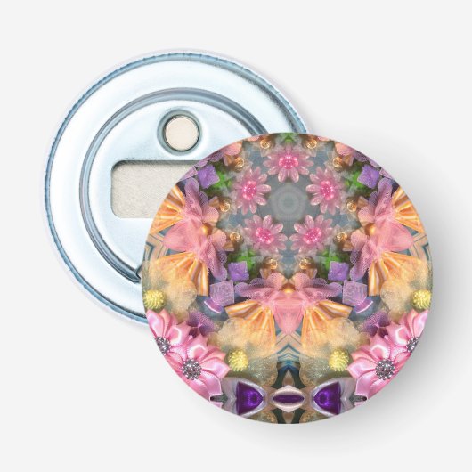 Pastel Bling 3D Patroon ~ Button Flesopener (Voorkant)