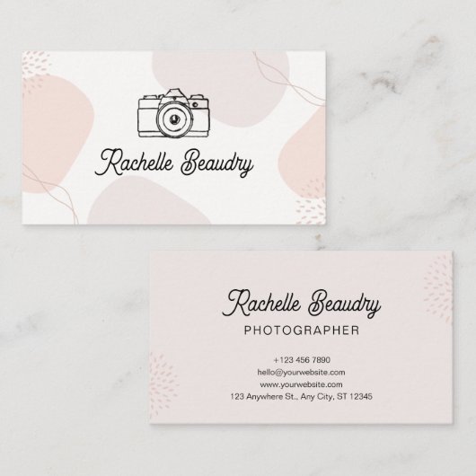 Pastel Blob Fotografie Mode Designer Visitekaartje (Voorkant / Achterkant)