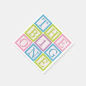 Pastel Block Letter Big One First Birthday Party Servet (Hoek)