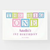 Pastel Block Letters The Big One First Birthday  Spandoek (Horizontaal)