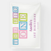 Pastel Block Letters The Big One First Birthday  Spandoek (Verticaal)