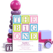 Pastel Block Letters The Big One Girl’s Kaart