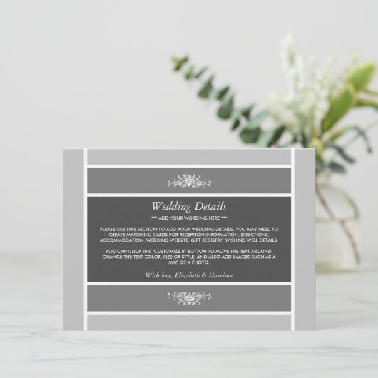 Pastel Block - Siver Grey - Wedding Detail Informatiekaartje (Staand voorkant)