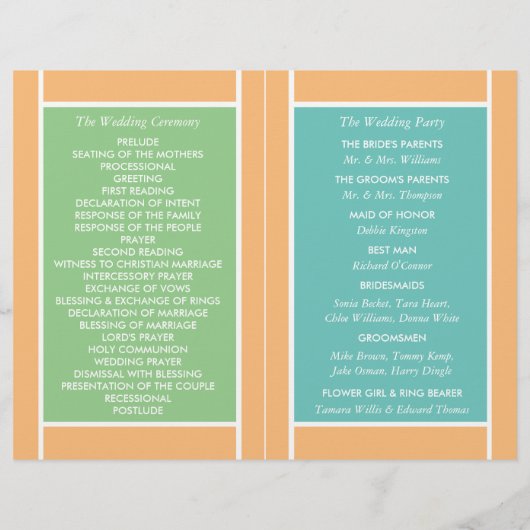 Pastel Block - Tropische Colors Wedding Programme (Achterkant)