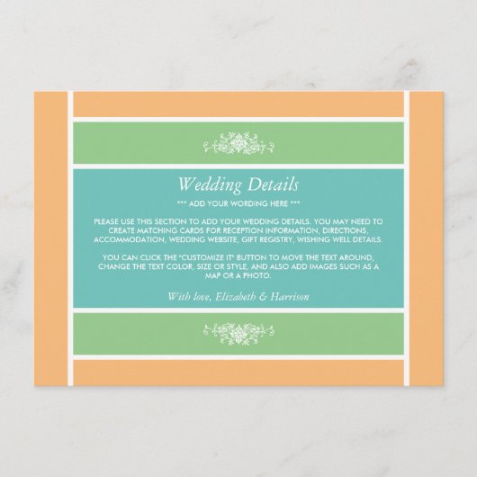 Pastel Block - Tropische kleuren - Weddenschap Informatiekaartje (Voorkant)
