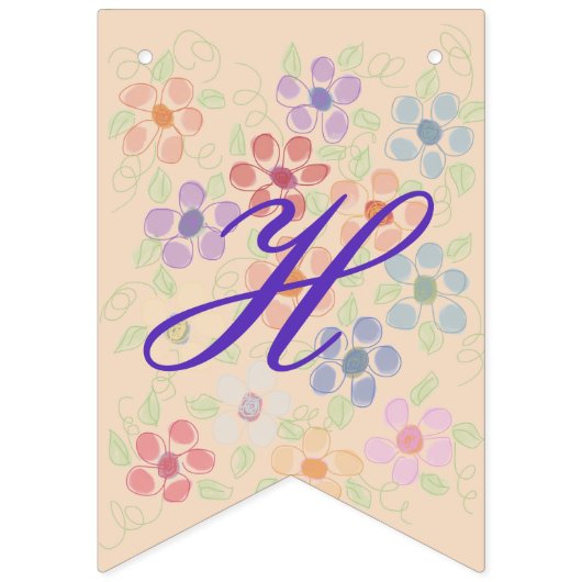 Pastel Bloeide Gelukkige Verjaardag Vlaggetjes (Tweede vlag)