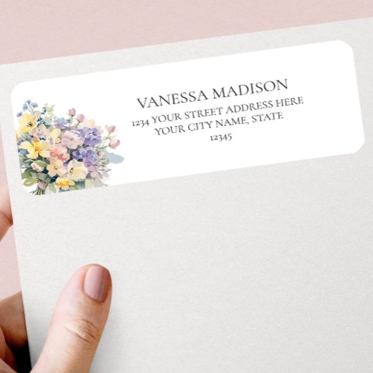 Pastel Bloeiende Wildbloemen Bloemen Bloemenbruilo Etiket