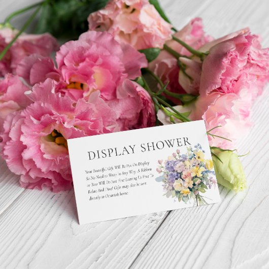 PASTEL BLOEIENDE WILDE BLOEMEN DISPLAY DOUCHE INFORMATIEKAARTJE