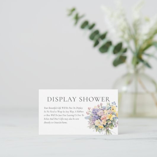 PASTEL BLOEIENDE WILDE BLOEMEN DISPLAY DOUCHE INFORMATIEKAARTJE (Staand voorkant)