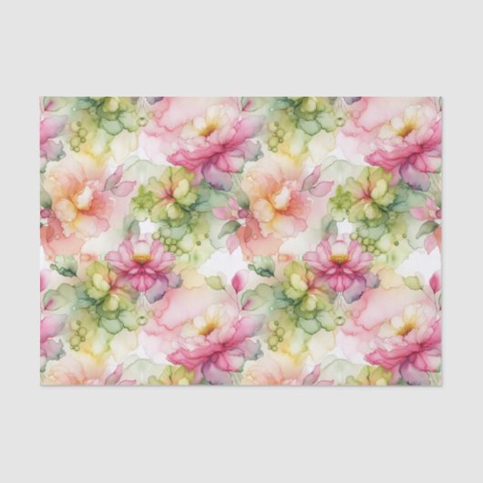 Pastel Bloem Alcohol Inkt Illustratie Grote Print Tissuepapier (Voorkant)