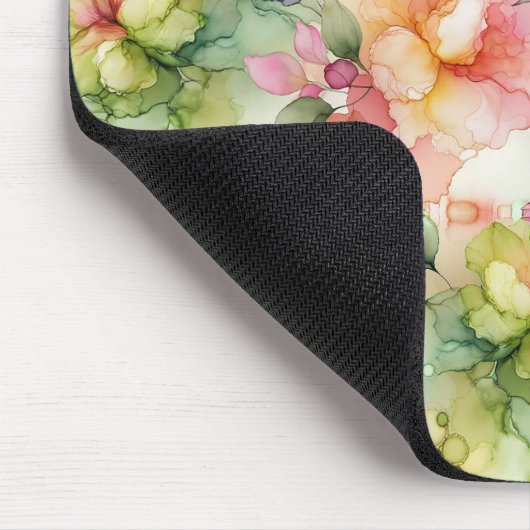 Pastel Bloem Alcohol Inkt Illustratie Muismat (Hoek)